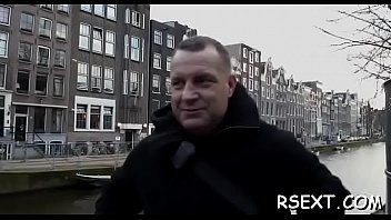 Horny old boy takes a tour in amsterdam's redlight district